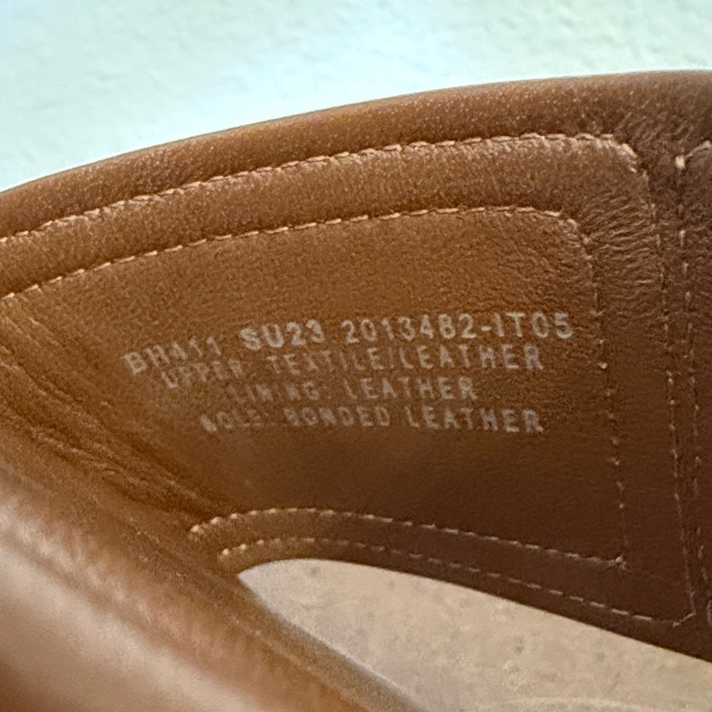 JCrew Elegant Slide sandals in Rich Oak canvas and leather 7.5 - Picture 6 of 9